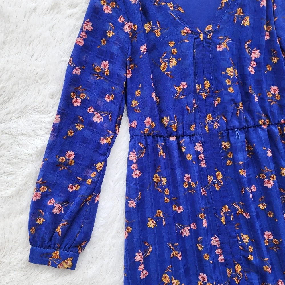 Draper James RSVP Blue Floral Long Sleeve Midi Dress - Picture 3 of 9